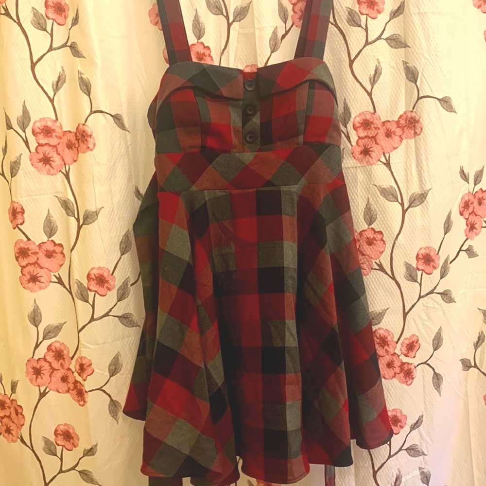 Plaid Button Mini Dress